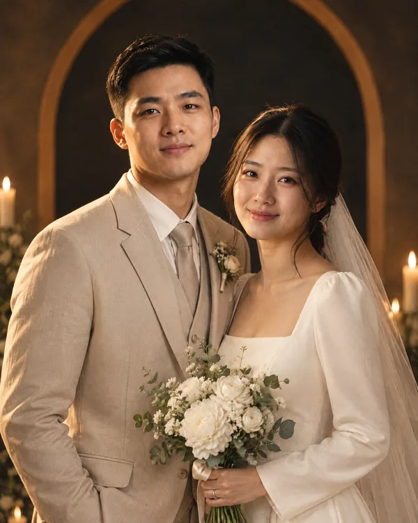 Tùng Lâm và Tuệ Nhi trong ngày cưới