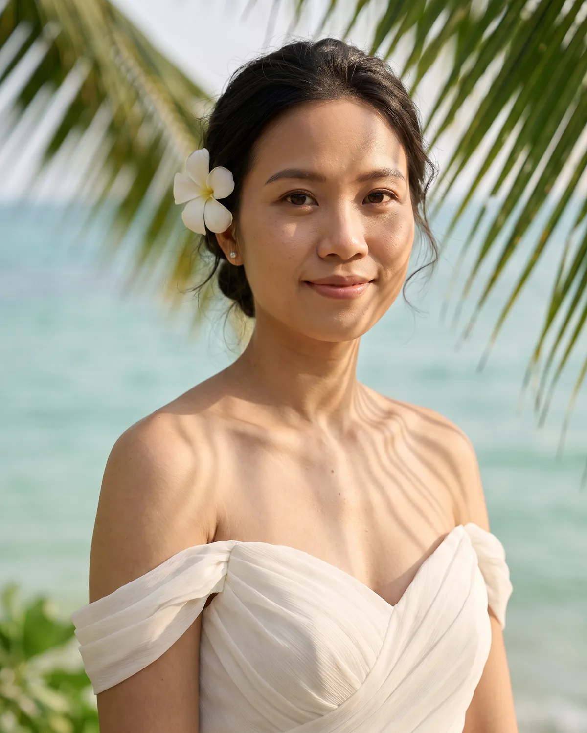 Chân dung cô dâu cài hoa sứ